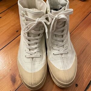 Everlane Cream and Tan Combat Boots